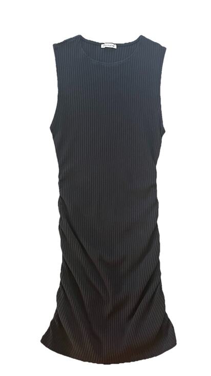 Reformation Dresses & Skirts - Reformation Organic Cotton Ribbed Knit Ruched Bodycon Black Mini Dress, Size M